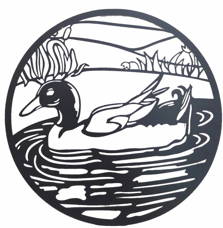 Round Friendly Duck Metal Wall Art 60cm