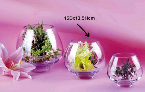 Glass Bowl Shape Vase 15cm