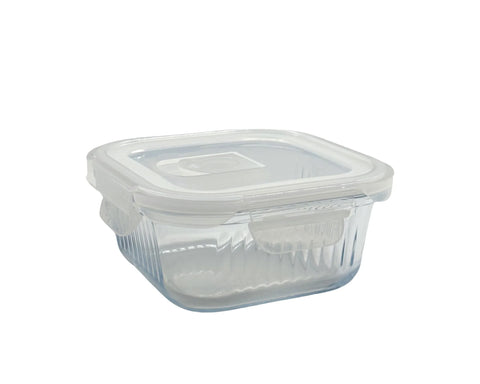 bulk 24 Borosilicate Glass Container W Lid Square 520ml 14x7cm