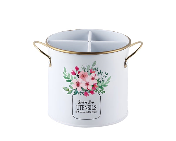 bulk 6 Meadow Bouquet Metal Utensil Holder 18x13cm