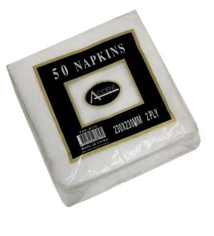 bulk 2400 White Napkin Cocktail 2ply 23cm