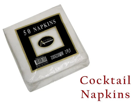 bulk 2400 White Napkin Cocktail 2ply 23cm