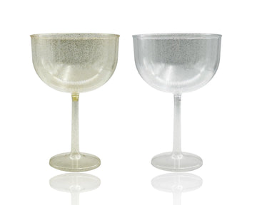 bulk 24 Glitter Plastic Jumbo Wine Glass 1.38lt 16x23cm