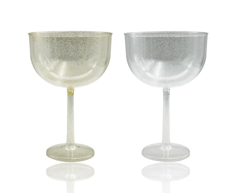 bulk 24 Glitter Plastic Jumbo Wine Glass 1.38lt 16x23cm