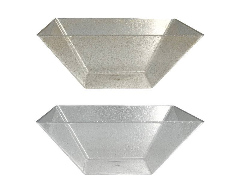 bulk 24 Glitter Plastic Tapered Bowl Square 3.7lt 28x11cm
