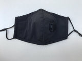 Adult Face Mask Black Reusable Adjustable w Breathing Valve 3Ply