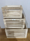 Set 3 Natural Wood Crates 40x22cm