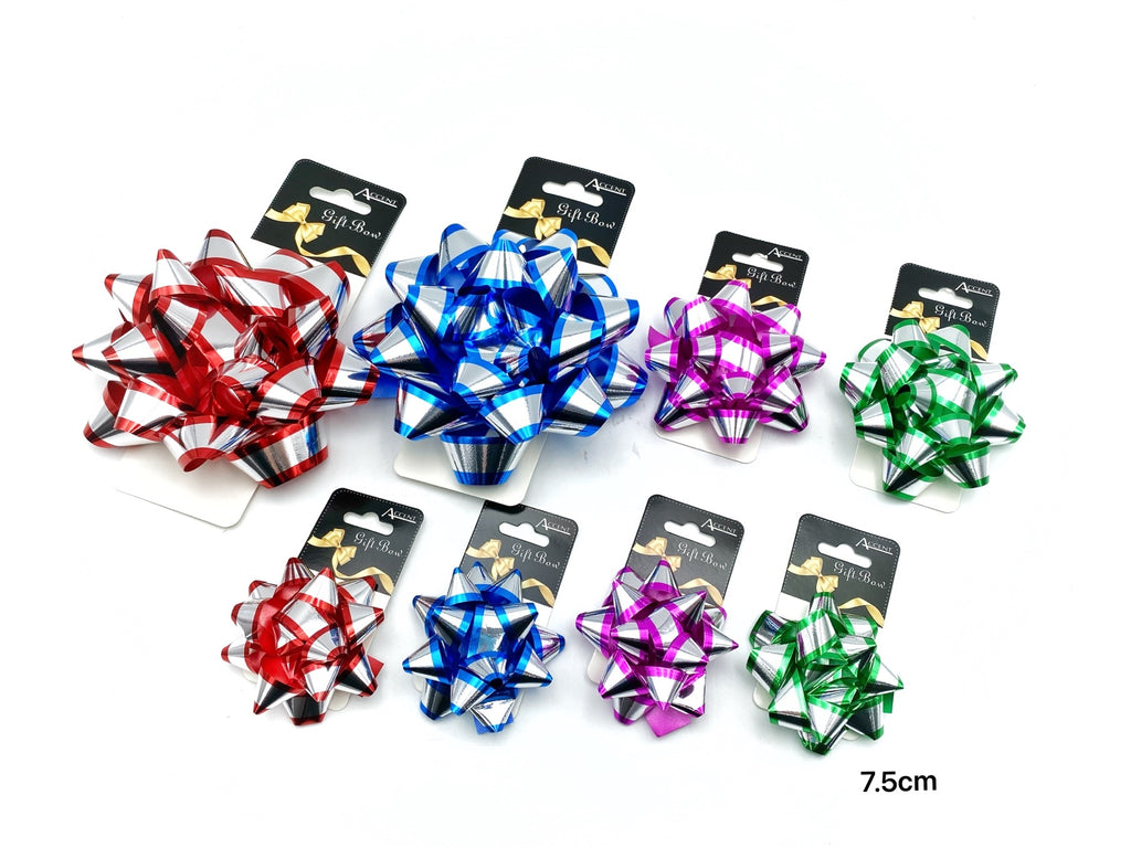 bulk 24 2 Tone Gift Bow 7.5cm Assort Cols