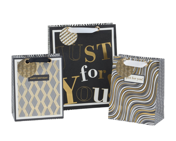bulk 24 Xlarge Golden Glam Gift Bag Assort 42cm