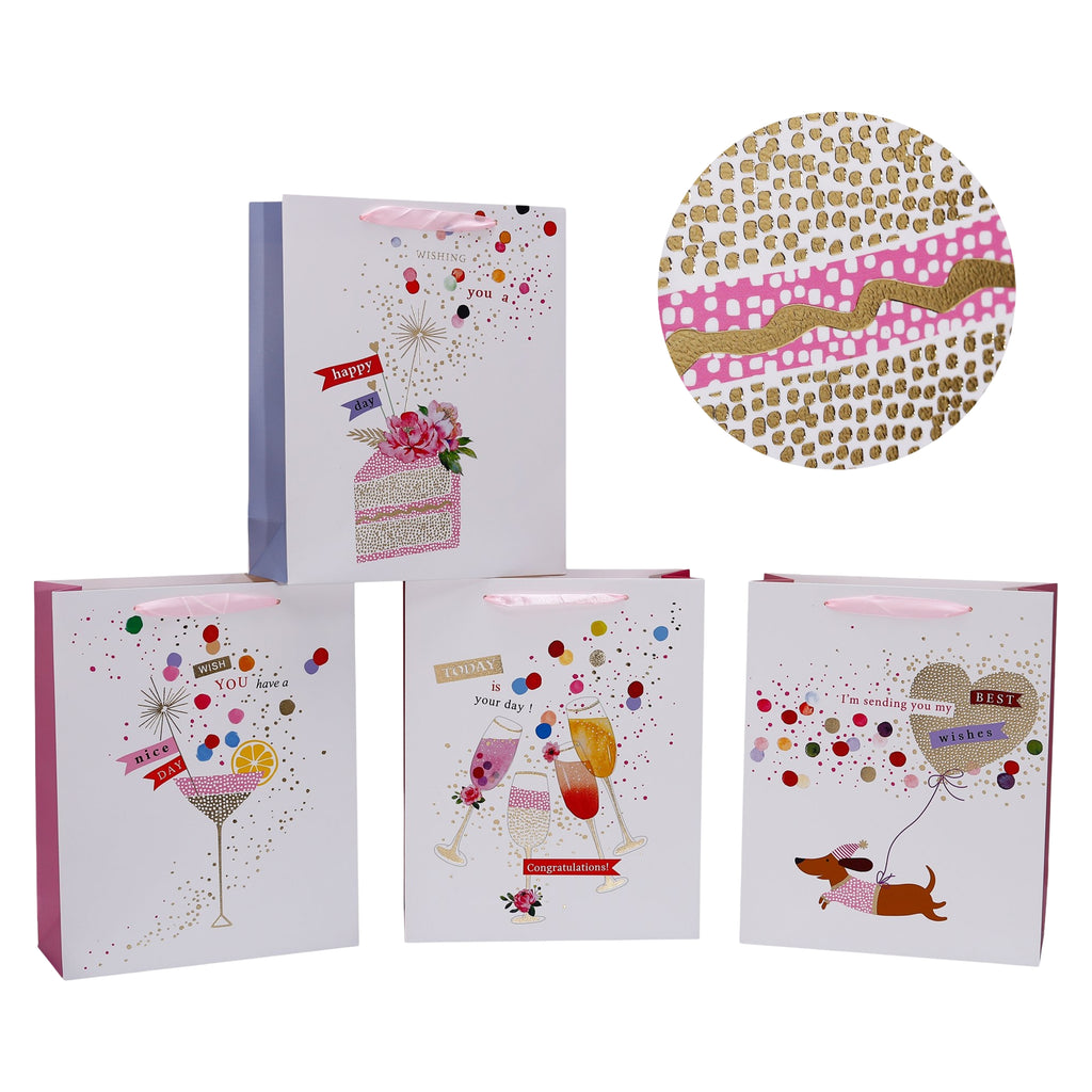 bulk 24 XLarge Festive Cheers Gift Bag Assort 30x42cm