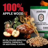 ASMOKE 20lbs x2 Premium Apple Wood Pellets for Smoker & Grill – Natural Sweet Fruit Flavour BBQ Fuel for Chicken, Pork & Pizza Ovens