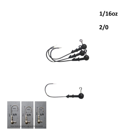 Vike 1/16 oz Round Jig Head with a Size 2/0 Hook Tungsten, 4 pack