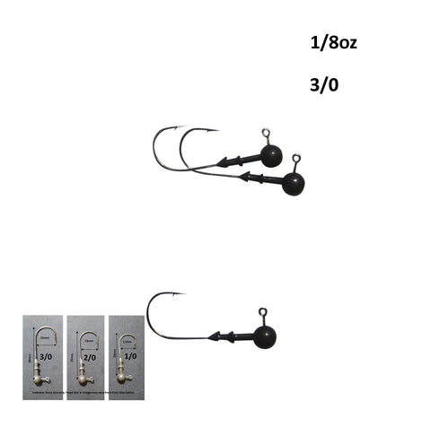 Vike 1/8 oz Round Jig Head with a Size 3/0 Hook Tungsten, 3 pack