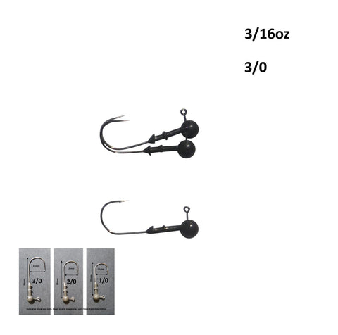 Vike 3/16 oz Round Jig Head with a Size 3/0 Hook Tungsten, 3 pack