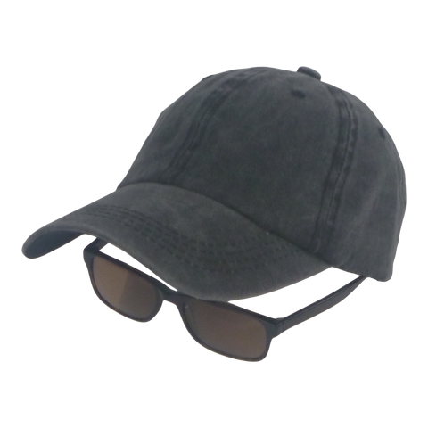 BSTC 6-Panel Baseball Cap, Distressed Cotton, Charcoal