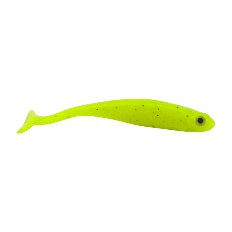 Swimerz Soft Shad 100mm Paddle Tail lure, Chartruese, 6 pack