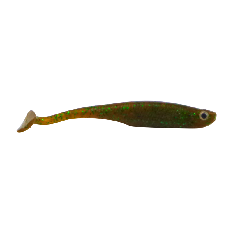 Swimerz Soft Shad 100mm Paddle Tail lure, Green Pumpkin, 6 pack
