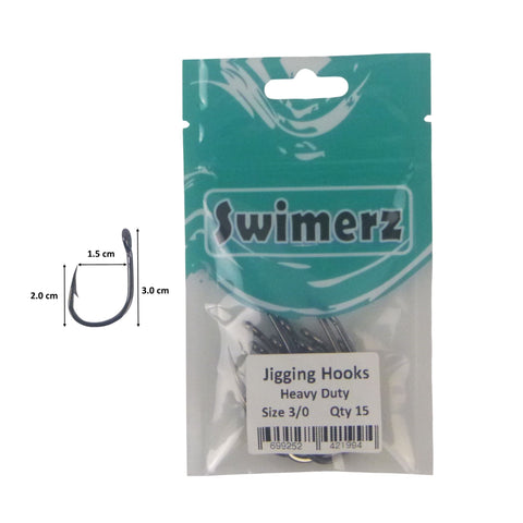 Swimerz 3/0 Heavy Duty Jigging Hooks 15 pack