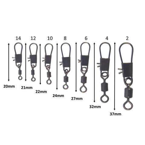 Swimerz Rolling Swivel w Interlock Snap, Size 14, 50 pack