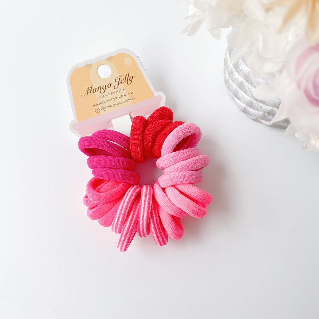 MANGO JELLY Metal Free Hair Ties (3cm) - Just Pink 24P - Six Pack
