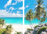 Sea View 3D Printing Blockout Curtains 2x128x160cm PINCH PLEAT Fabric Seascape