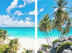 Sea View 3D Printing Blockout Curtains 2x128x160cm PINCH PLEAT Fabric Seascape