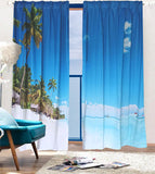 Sea View 3D Printing Blockout Curtains 260x213cm PINCH PLEAT Fabric Seascape