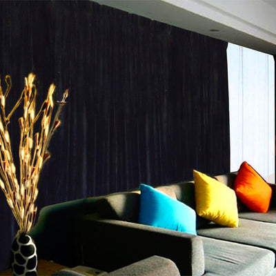 Large Velvet Curtains Black 600cm wide x 230cm Drop PINCH PLEAT+ 30 Hooks New