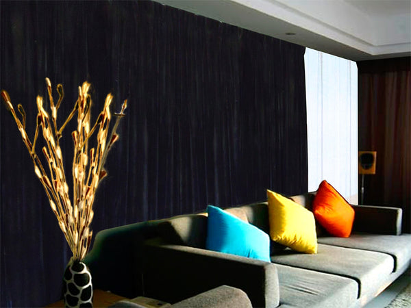 Large Velvet Curtains Black 600cm wide x 230cm Drop PINCH PLEAT+ 30 Hooks New