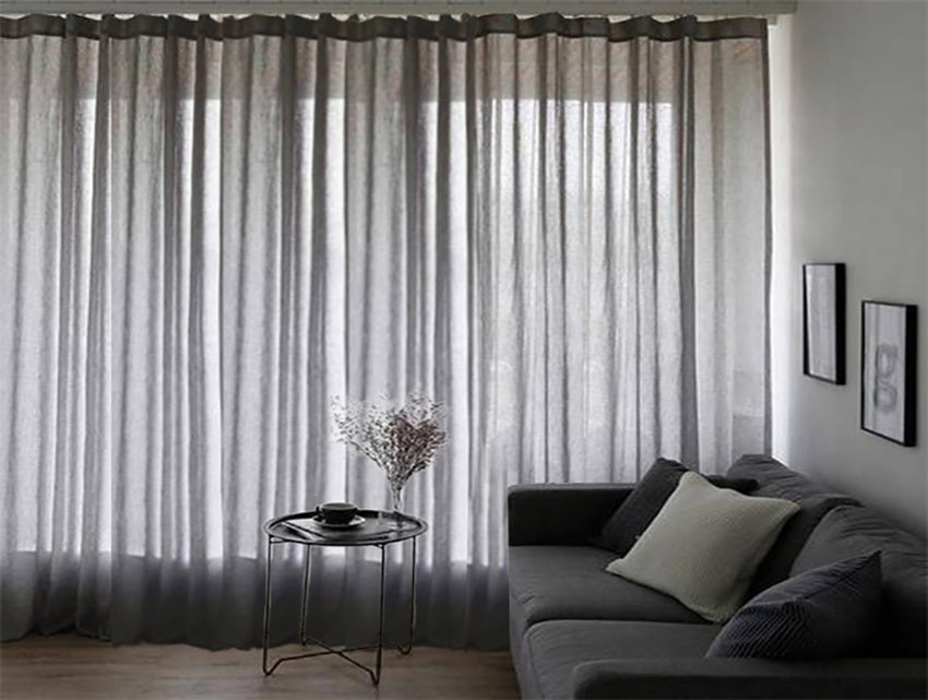 2 Long drop Sheer Voile Curtains 588cm wide 270cm Drop +Hooks Pinch Pleat  Black