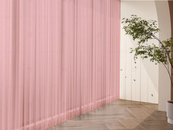 2 Long drop Sheer Voile Curtains 588cm wide 270cm Drop Pinch Pleat+30 Hook, Pink