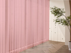 2 Long drop Sheer Voile Curtains 588cm wide 270cm Drop Pinch Pleat+30 Hook, Pink