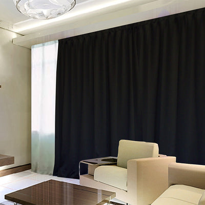 100% Blockout Curtain 1x300x270cm PINCH PLEAT Blackout High Level Fabric Black