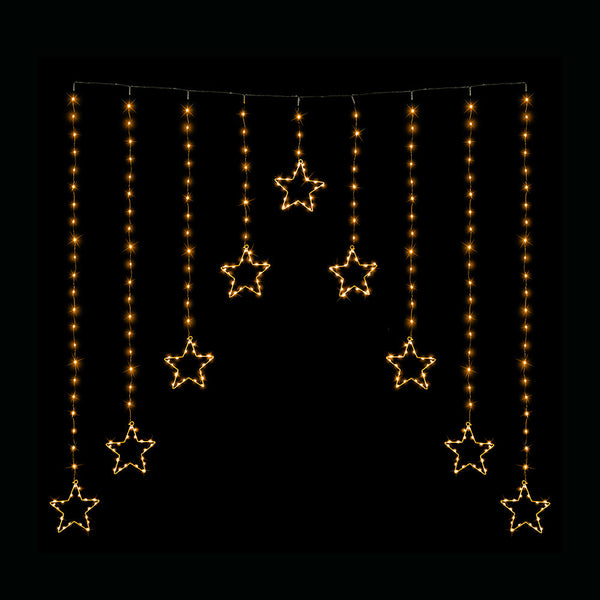 LED Wire Star Curtain Gold Lights