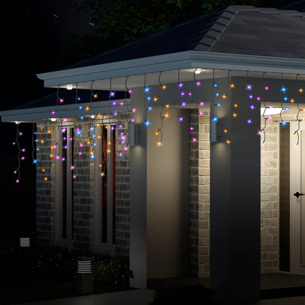 300 LED Icicle Lights – Carnival Colours