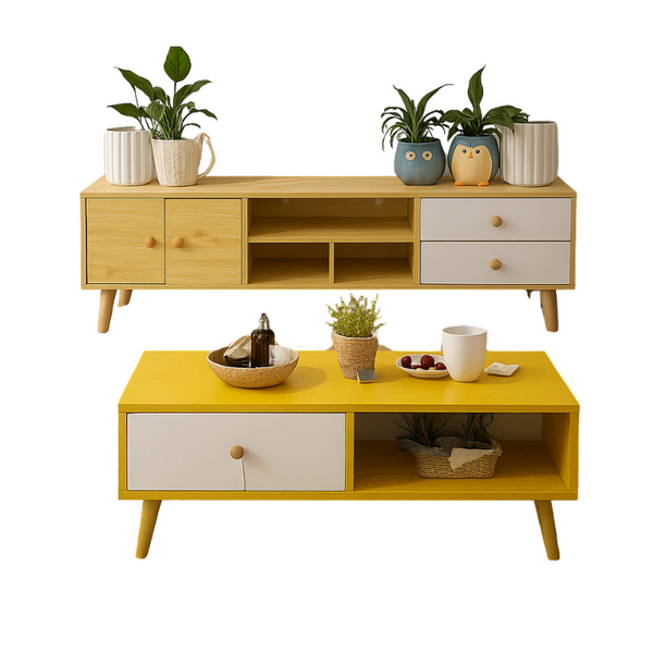 NNECN Modern Living Room TV Stand Table Set