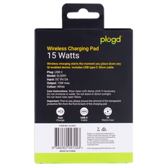 PLUGD 15W USB-C Qi Wireless Charging Pad for iPhone & Android Phones