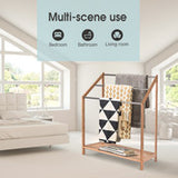 85cm Standing Towel Rack - Bamboo Towel Bar Metal 3-Tier