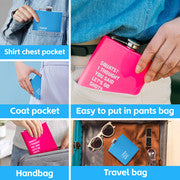 175ml Stainless Steel Hip Flask w Funny Quotes-Blue