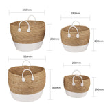 4 Piece Cotton Rope Stripe Carry Handles Storage Baskets Set