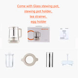 Joyoung Eletric Glass Kettle Set with stewing pot Tea Basket egg holder 1.5L