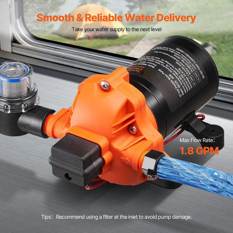 Diaphragm Pump 1.8GPM 6.81 L/min 3-Chamber Water Pump Pressure Switch