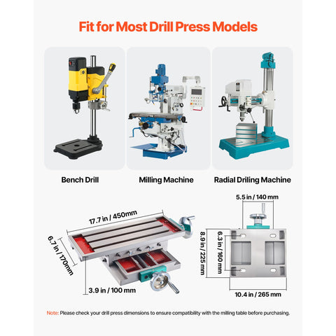 Compound Milling Machine Worktable 450x170mm 2 Axis Cross Slide Drill Vice