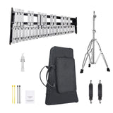 32 Note Glockenspiel Xylophone Bell Kit, Professional Percussion Instrument Set with Mallets, Drum Sticks, Music Stand, Adjustable Stand and Carrying Bag for Students & Adults