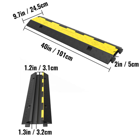 3 Pcs 2-Cable Rubber Electrical Wire Cover Cord Protector Ramp 11000 lbs