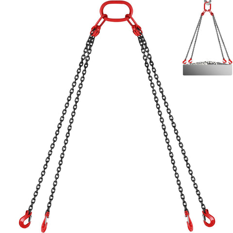 Chain Sling 5/16" X 10' Engine Lift Chain G80 Alloy Steel Engine Chain Hoist Lifts 3 Ton with 4 Leg Grab Hooks and Adjuster