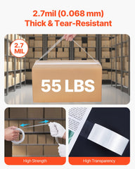 VEVOR Packing Tape 6 Rolls 65 Yards Clear Shipping Tape with Dispenser 2.7 Mil