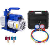 Vacuum Pump 4.8CFM 1/3HP Air Vacuum Pump HVAC A/C Air Refrigerant Rotary Vane Vacuum Pump Single Stage 4 Valve AC Manifold Gauge Set (4.8CFM1/3HP)