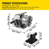 BS-0 Dividing Head 5 Inch, Precision Dividing Head Set with 5" 3-jaw Chuck & Tailstock Dividing Plates for Milling Machine