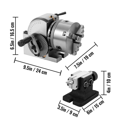 BS-0 Dividing Head 5 Inch, Precision Dividing Head Set with 5" 3-jaw Chuck & Tailstock Dividing Plates for Milling Machine